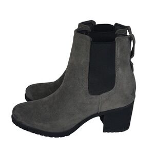 Sam Edelman Ankle Boots Gray Suede Block Heel Chelsea Minimalist Women 9.5